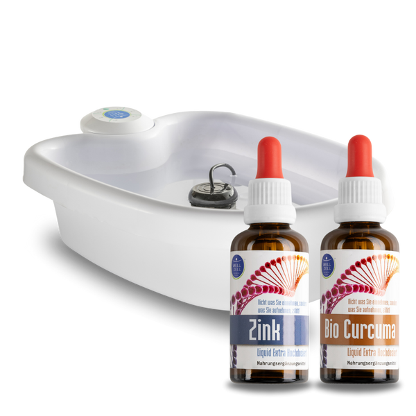 Stoffwechsel - Elektrolyse Turbo Set  (Elektrolyse Fußbad - Bio Curcuma - Zink)